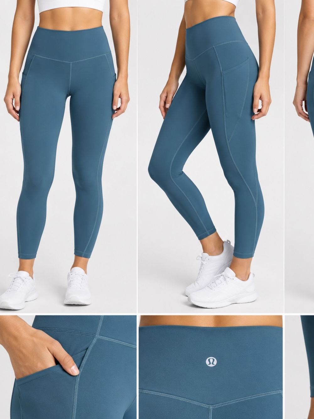Lululemon Align High Rise Pant 25” with Pockets LW5DSHS Blue Teal Size 6